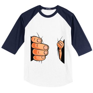 Funny Hand Gripping Optical Illusion Baseball Sleeve Shirt