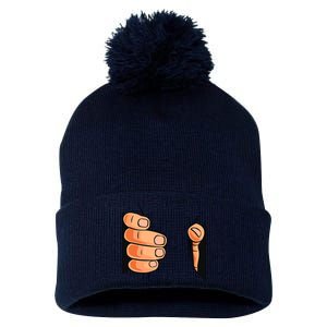 Funny Hand Gripping Optical Illusion Pom Pom 12in Knit Beanie