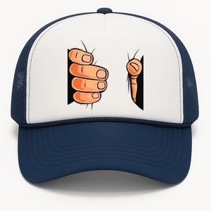 Funny Hand Gripping Optical Illusion Trucker Hat