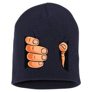 Funny Hand Gripping Optical Illusion Short Acrylic Beanie