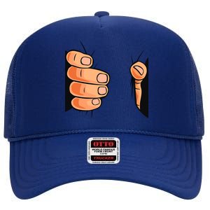 Funny Hand Gripping Optical Illusion High Crown Mesh Back Trucker Hat