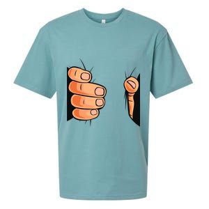 Funny Hand Gripping Optical Illusion Sueded Cloud Jersey T-Shirt