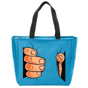 Funny Hand Gripping Optical Illusion Zip Tote Bag