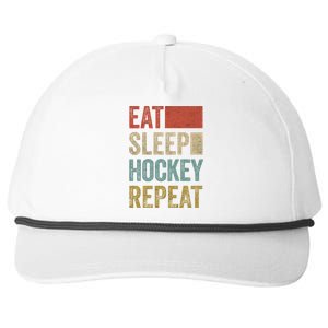 Funny Hockey Gift Eat Sleep Hockey Repeat Gift Snapback Five-Panel Rope Hat