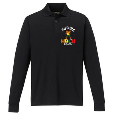 Future HBCU Grad Graduate Afro Black College Graduation Performance Long Sleeve Polo