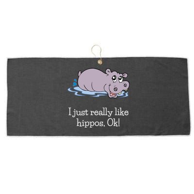 Funny Hippo Gift Just Really Like Hippos Ok! Hippopotamus Cool Gift Large Microfiber Waffle Golf Towel