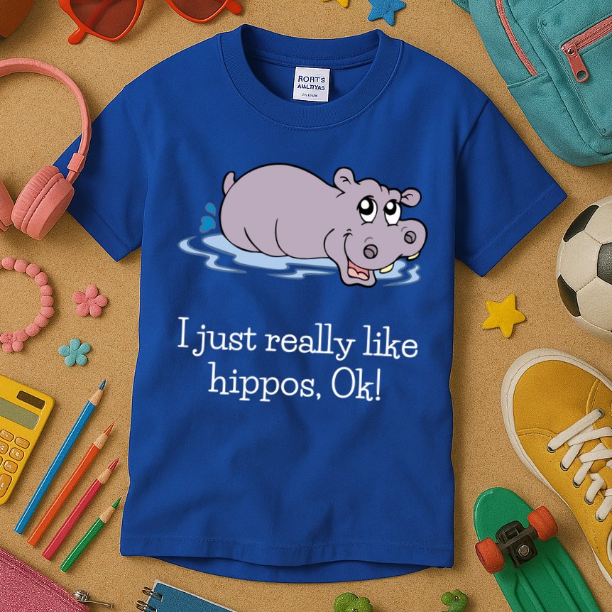 Funny Hippo Gift Just Really Like Hippos Ok! Hippopotamus Cool Gift Kids T-Shirt