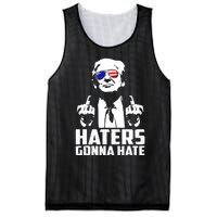 Funny Haters Gonna Hate President Donald Trump Middle Finger Mesh Reversible Basketball Jersey Tank