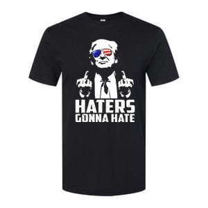 Funny Haters Gonna Hate President Donald Trump Middle Finger Softstyle CVC T-Shirt