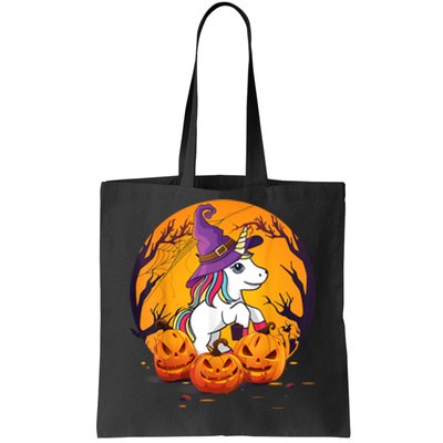 Fun Halloween Girls Kids Witchy Unicorn Halloween Tote Bag