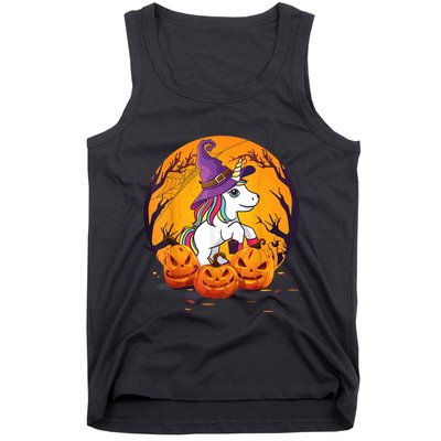Fun Halloween Girls Kids Witchy Unicorn Halloween Tank Top