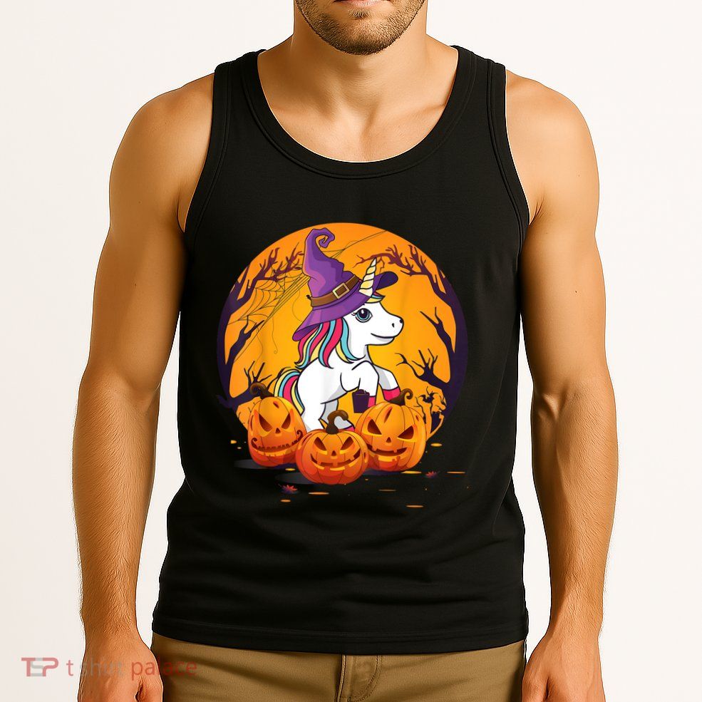 Fun Halloween Girls Kids Witchy Unicorn Halloween Tank Top