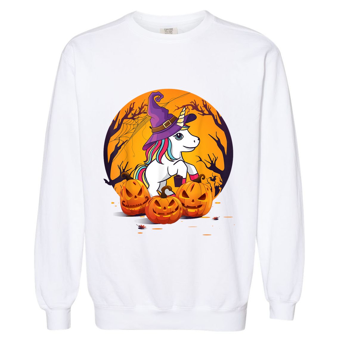 Fun Halloween Girls Kids Witchy Unicorn Halloween Garment-Dyed Sweatshirt