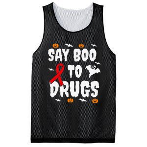 Funny Halloween Gift Say Boo To Drugs Awareness Red Ribbon Mesh Reversible Basketball Jersey Tank