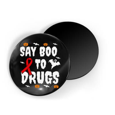 Funny Halloween Gift Say Boo To Drugs Awareness Red Ribbon Magnet