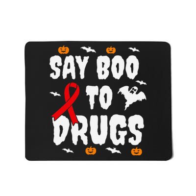 Funny Halloween Gift Say Boo To Drugs Awareness Red Ribbon Mousepad