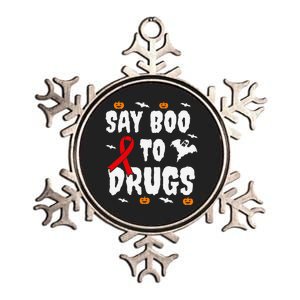 Funny Halloween Gift Say Boo To Drugs Awareness Red Ribbon Metallic Star Ornament