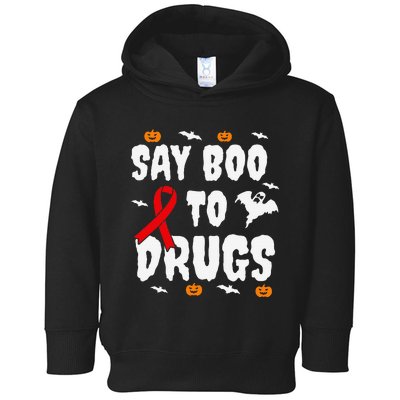 Funny Halloween Gift Say Boo To Drugs Awareness Red Ribbon Toddler Hoodie