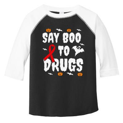 Funny Halloween Gift Say Boo To Drugs Awareness Red Ribbon Toddler Fine Jersey T-Shirt