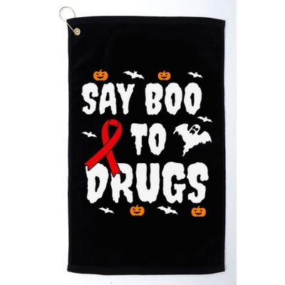 Funny Halloween Gift Say Boo To Drugs Awareness Red Ribbon Platinum Collection Golf Towel