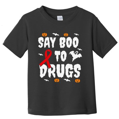 Funny Halloween Gift Say Boo To Drugs Awareness Red Ribbon Toddler T-Shirt