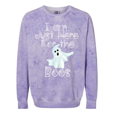 Funny Halloween Gift I Am Just Here For The Boos Ghost Gift Colorblast Crewneck Sweatshirt