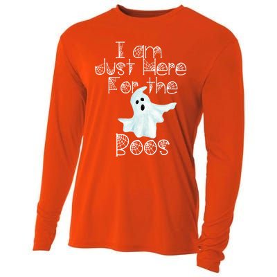 Funny Halloween Gift I Am Just Here For The Boos Ghost Gift Cooling Performance Long Sleeve Crew