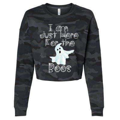 Funny Halloween Gift I Am Just Here For The Boos Ghost Gift Cropped Pullover Crew