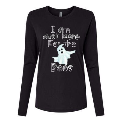 Funny Halloween Gift I Am Just Here For The Boos Ghost Gift Womens Cotton Relaxed Long Sleeve T-Shirt