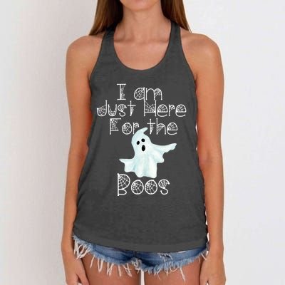 Funny Halloween Gift I Am Just Here For The Boos Ghost Gift Women's Knotted Racerback Tank