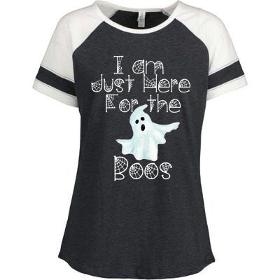 Funny Halloween Gift I Am Just Here For The Boos Ghost Gift Enza Ladies Jersey Colorblock Tee