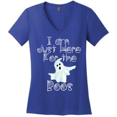 Funny Halloween Gift I Am Just Here For The Boos Ghost Gift Women's V-Neck T-Shirt