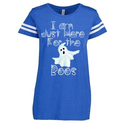 Funny Halloween Gift I Am Just Here For The Boos Ghost Gift Enza Ladies Jersey Football T-Shirt