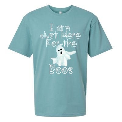 Funny Halloween Gift I Am Just Here For The Boos Ghost Gift Sueded Cloud Jersey T-Shirt