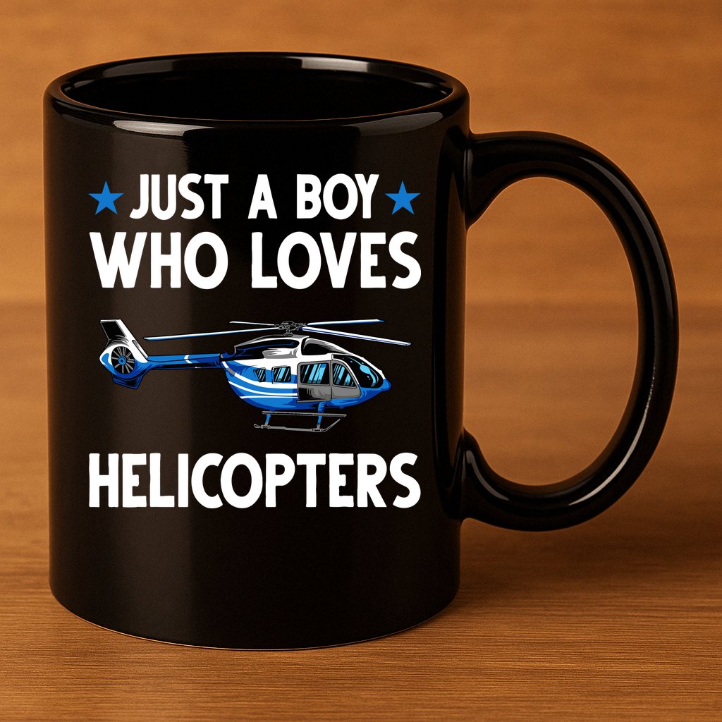 Funny Helicopter Gift Boy Pilot Aviator 11oz C Handle Ceramic Mug