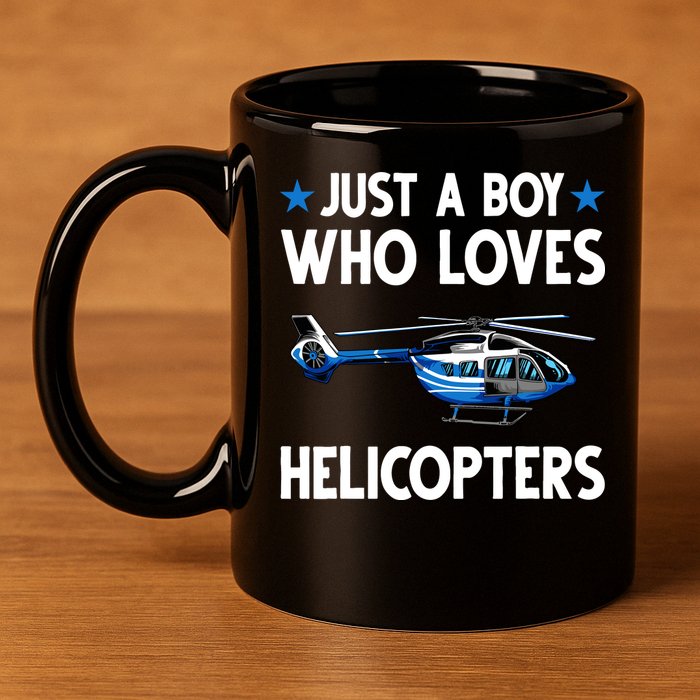 Funny Helicopter Gift Boy Pilot Aviator 11oz C Handle Ceramic Mug