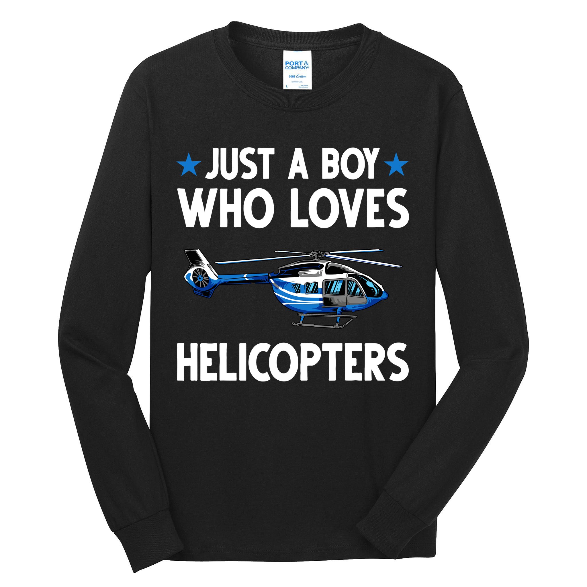Funny Helicopter Gift Boy Pilot Aviator Tall Long Sleeve T-Shirt