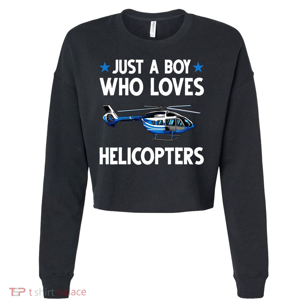 Funny Helicopter Gift Boy Pilot Aviator Cropped Pullover Crew