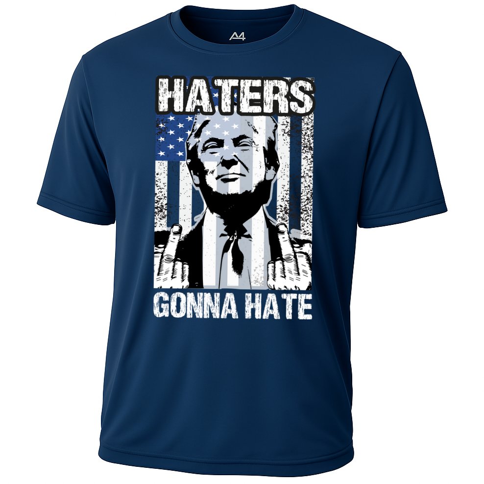 Funny Haters Gonna Hate President Donald Trump Middle Finger Performance Shirt
