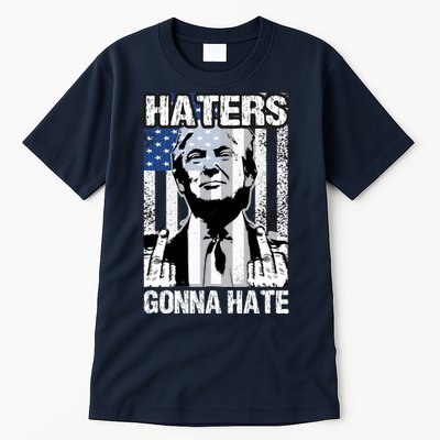 Funny Haters Gonna Hate President Donald Trump Middle Finger Tall T-Shirt