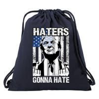 Funny Haters Gonna Hate President Donald Trump Middle Finger Drawstring Bag
