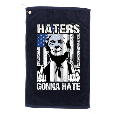 Funny Haters Gonna Hate President Donald Trump Middle Finger Golf Towel