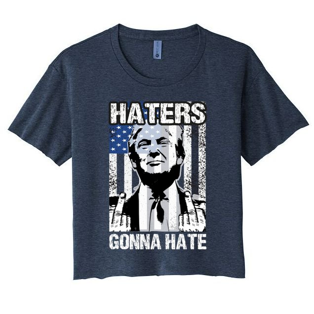 Funny Haters Gonna Hate President Donald Trump Middle Finger Crop Top