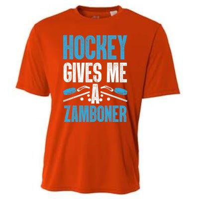 Funny Hockey Gives Me A Zamboner Goal Rink Ice Hockey Sports Gift Cooling Performance Crew T-Shirt