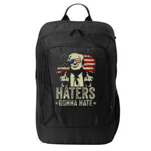 Funny Haters Gonna Hate President Donald Trump Middle Finger City Backpack