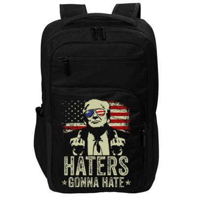 Funny Haters Gonna Hate President Donald Trump Middle Finger Impact Tech Backpack