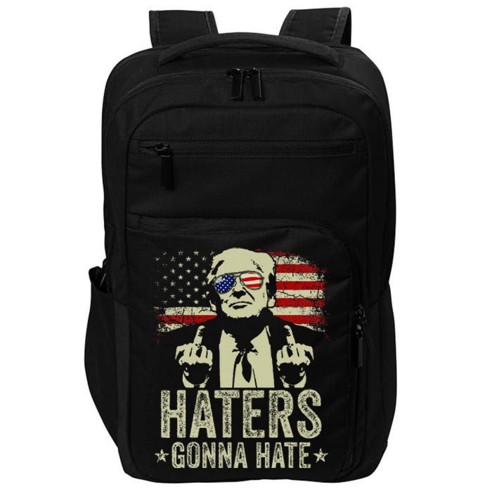 Funny Haters Gonna Hate President Donald Trump Middle Finger Impact Tech Backpack