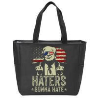 Funny Haters Gonna Hate President Donald Trump Middle Finger Zip Tote Bag