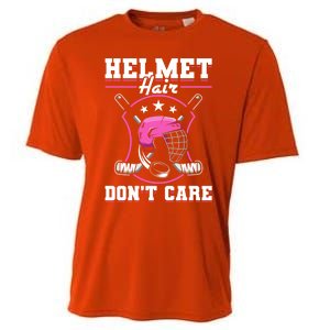 Funny Hockey Goalie Gift Helmet Hair Dont Care Ice Hockey Funny Gift Cooling Performance Crew T-Shirt