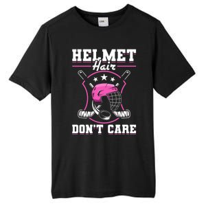 Funny Hockey Goalie Gift Helmet Hair Dont Care Ice Hockey Funny Gift Tall Fusion ChromaSoft Performance T-Shirt